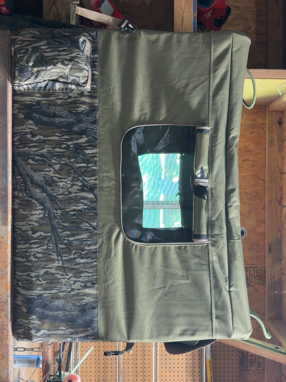 Olive Green Dog Travel Carrier with Camouflage Accent